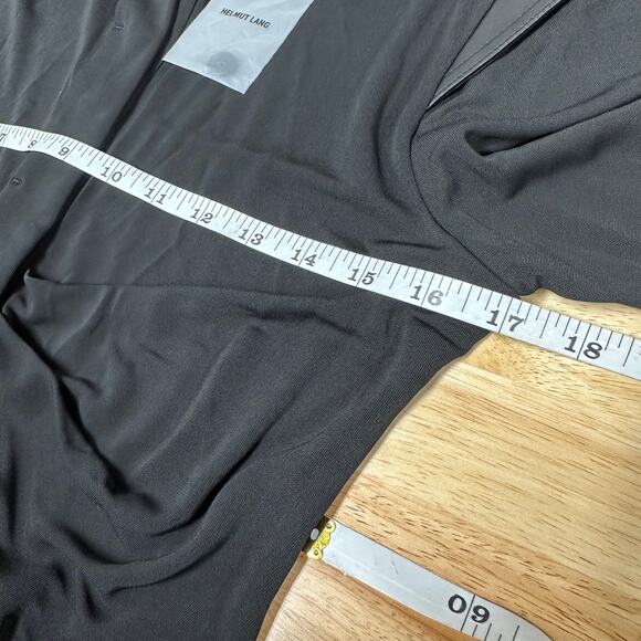 Helmut Lang NWT Pleated Leather Trimmed Cady Mini Dress Black Size M Collar - Picture 10 of 12